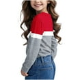 thumbnail image 5 of Lmnyox Girls Long Sleeve Crew Neck Shirt Color Block Basic Pullover Tee Kids Teens Fashion Tops Clothes, 5 of 7