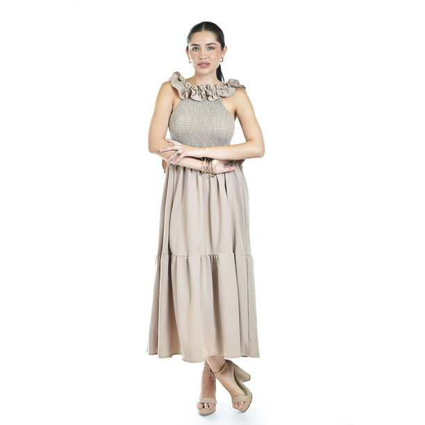 Vestido largo con olanes Roman Fashion/ Juvenil, 4360 (Cafe) cafe G