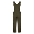 thumbnail image 6 of Gaecuw Jumpsuit for Women 2023 Sleeveless Cold Shoulder Overall Square Neck Band Collar Solid Onesie Strappy One Piece Outfits Adjustable Long Pants High Waisted Wide Leg Summer Romper Calf Length, 6 of 7