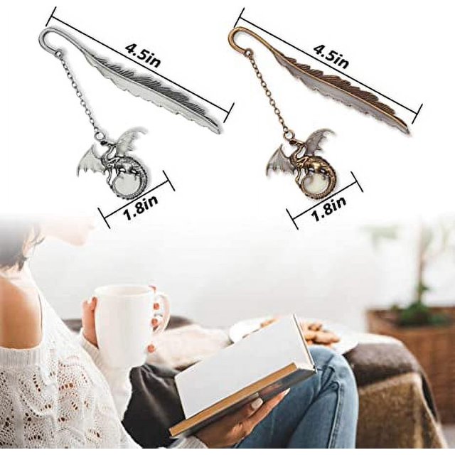 Marcadores de metal que brillan en la oscuridad, retro, pluma, dragón, gancho luminoso, hermosos y divertidos marcadores luminosos de aleación, únicos, geniales, para niñas, hombres, adultos, niños, regalo para amantes de los libros brillar Electrónica