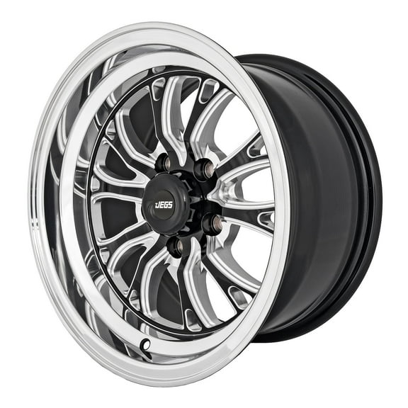 JEGS SSR Spike Wheel [Size: 15" x 8"] Polished Lip with Black Milled Spokes