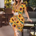 thumbnail image 3 of Balery Bohemian Sunflower Vestidos sueltos de manga corta para mujer, vestidos de verano 2025, vestidos casuales de corte A con vuelo., 3 of 6