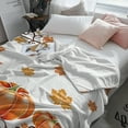 thumbnail image 5 of AUQ Fall Maple Leaves Throw Blankets, Thanksgiving Watercolor Pumpkins Soft Fleece Blanket Decorative for Home Sofa Couch Chair Living Bedroom, 50X60 Inches, Orange, 5 of 7