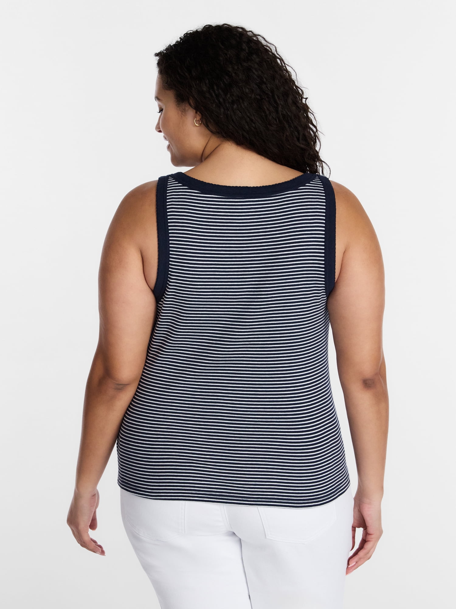 Terra & Sky Women’s Plus Size Button Through Tank, Sizes 0X-4X