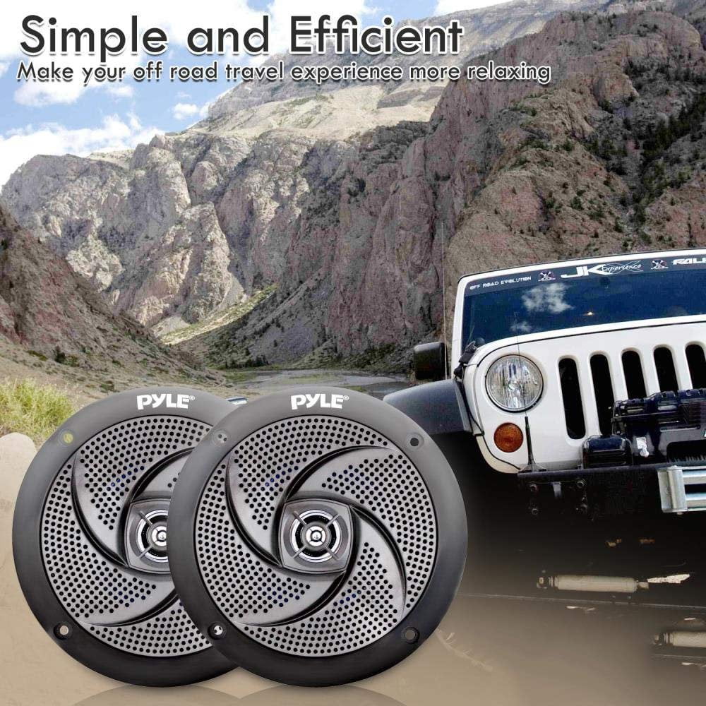 Pyle PLMRS5B 5.25 Inch 180 Watt Waterproof Weather Resistant Outdoor Rated Low Profile Slim Style Marine Speakers, Black (4 Speakers) : Pyle Waterproof Marine Speakers - Pair of 5.25\" 180