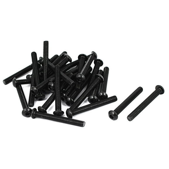 Unique Bargains M6x50mm 10.9 Alloy Steel Button Head Hex Socket Cap Screw Bolt Black 30pcs