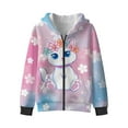 thumbnail image 2 of FUIALDOLG Girls Sweatshirt Cute White Cat Print Hoodie Cozy Soft Winter Jacket Coat with Pocket Zip Up Hoodie for Girls, Size XL, 2 of 7