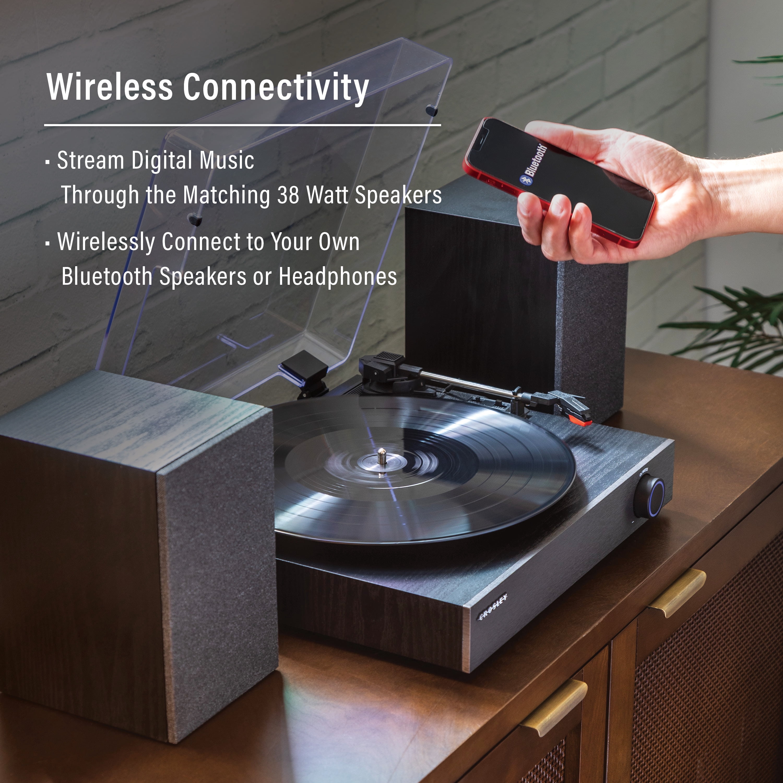Zane Vinyl Record Player with Speakers and Bluetooth - Audio Turntables