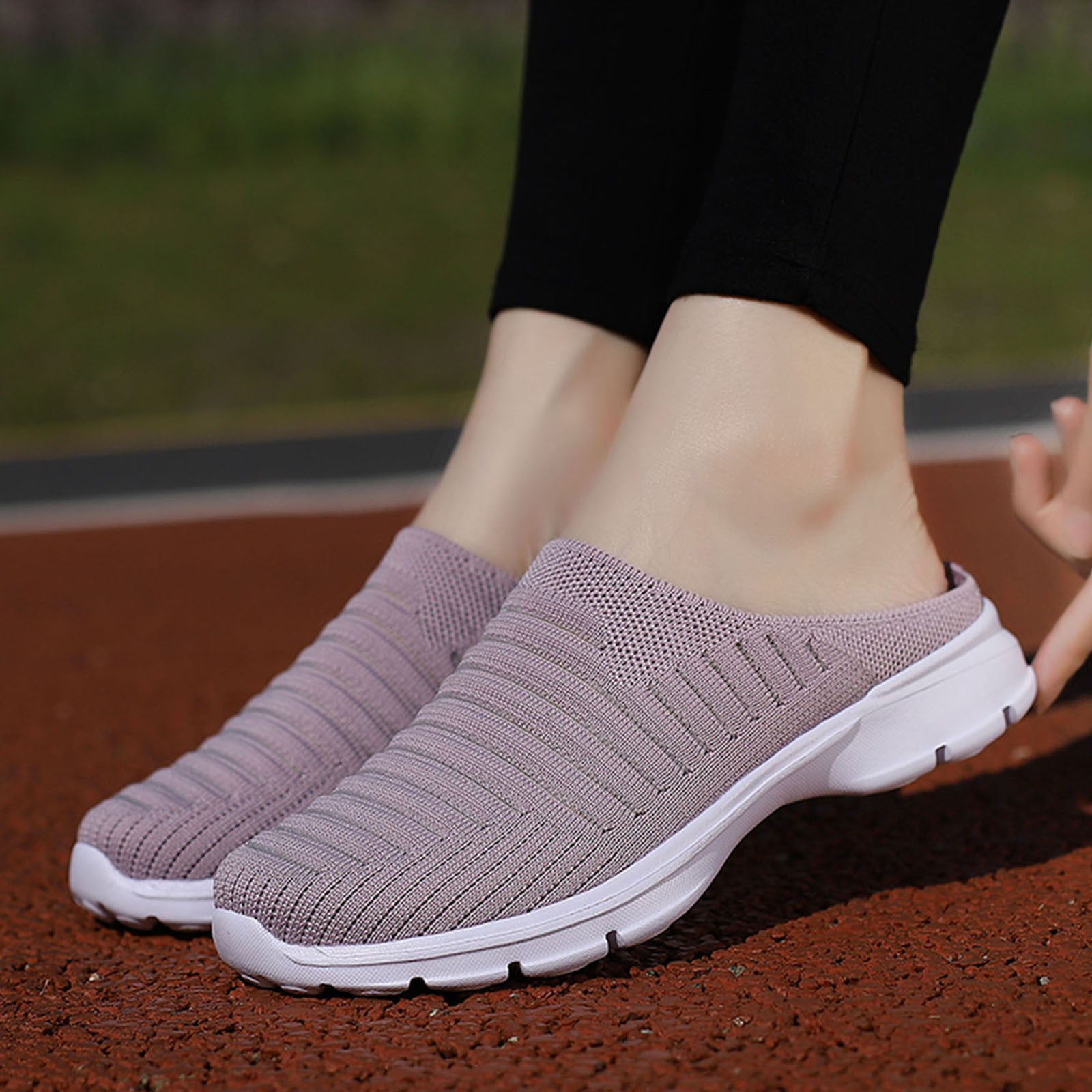 Hessimy Women's Canvas Sneakers, Slip-On Mule Backless Low Top