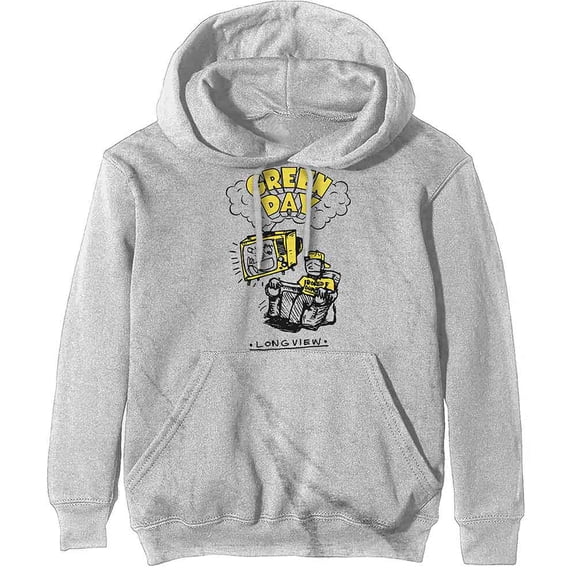 Green Day Unisex Pullover Hoodie Sweatshirt Longview Doodle (Off White)