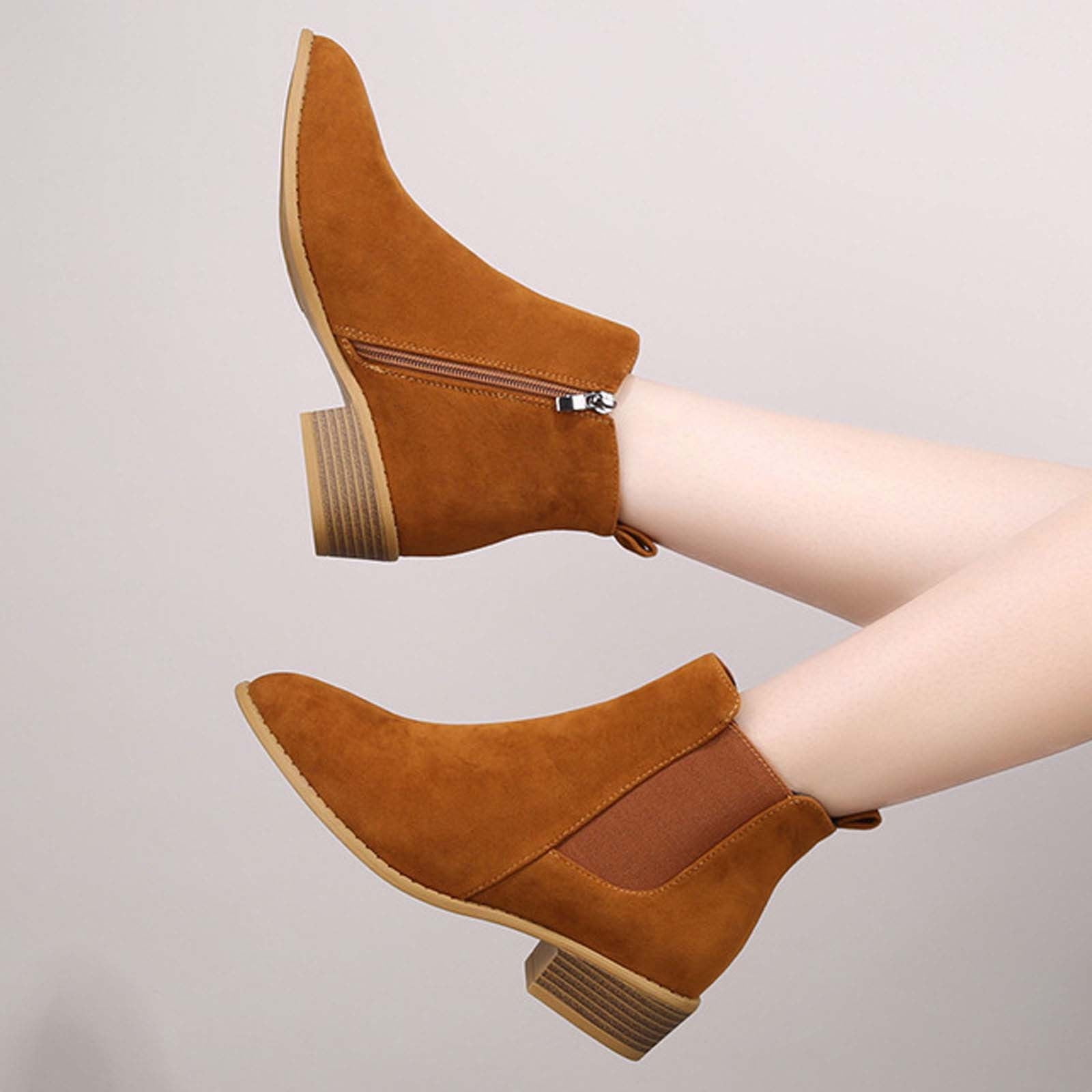 Summer Saving Clearance AXXD Middle Ankle Boots,Womens Shoes Dressy Casual Flat Womens Winter Boots Mid-Calf Christmas For 2024 Slouch Boots Ladies Women Shoes For Clearence