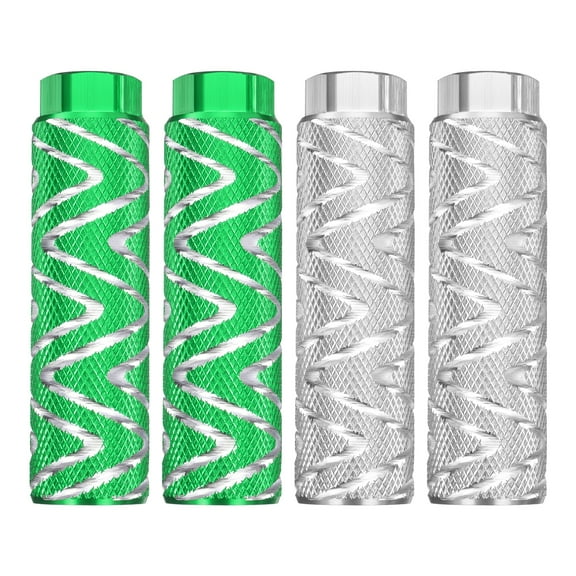 Uxcell 2 Pairs Bike Pegs Aluminum Alloy Rear Stunt Pegs Anti-Skid Foot Pedals fit 3/8" Axles for Mountain Bike BMX, Green & Silver