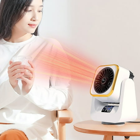 

2 In Space Heater Fan Combo Portable Coolin-g Desk Heater Fan Air Circulator Fan Heater 60° Tilt 2h Timer 3 Wind Speeds 500w Overheat Protection Small Floor Electric Heater