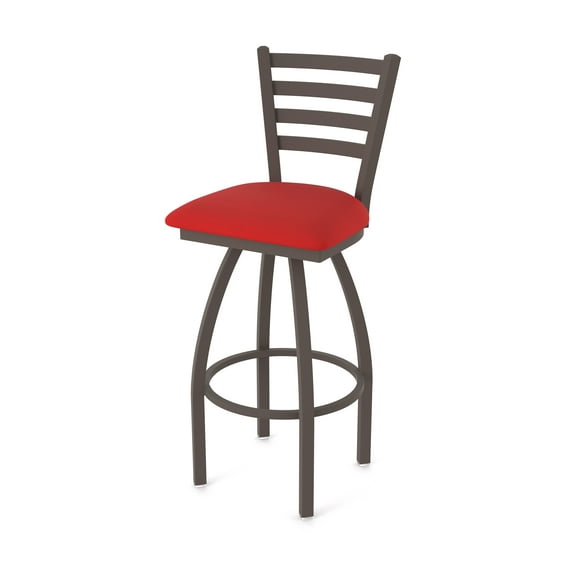 410 Jackie 30" Swivel Bar Stool with Bronze Finish and Canter Red Seat