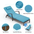 thumbnail image 4 of Ensemble de 2 Chaises Longues de Patio Résistantes aux Intempéries – Fauteuils Inclinables en Osier à 5 Positions Réglables avec Coussins et Oreiller, pour Bord de Piscine, Terrasse, Cour Arrière, Jardin – Bleu Paon, 4 of 8