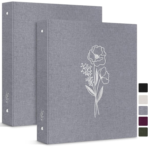 Aesthetic Letter Size A4 3 Ring Binder 2 Packs, Linen Hardcover 1 inch Round Rings Folder Holder Planner Fits 8.5" x 11" Paper for Office School Journaling Collections (Grey)