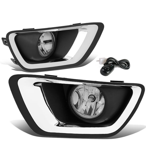 DNA Motoring FL-ZTL-288-CH For 2015 to 2019 Chevy Colorado Pair Clear Lens Front Driving Fog Light Lamps w/Chrome Trim Bezel Cover Switch 16 17 18