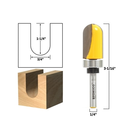 

Yonico 3/4 Diameter Core Box Template Router Bit - 1/4 Shank - 14965q