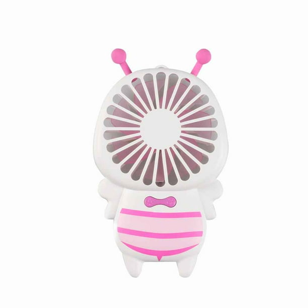 Ounissouiy Mini ventilador de mano portátil Bee USB Fan Air Cooler Night Light Laptop Computer PC Electrodomésticos rosado