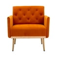 thumbnail image 3 of Accent Chair, Modern Lounge Chair with Arms, Tufted Decorative Leisure Single Sofa with Gold Metal Legs, Upholstered Reading Chair for Living Room Bedroom Office, Orange, 3 of 7