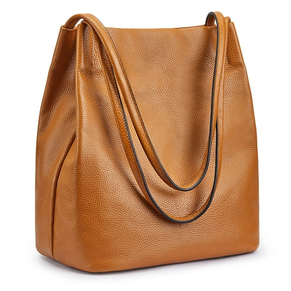 Bolso de hombro Kattee para mujer, de piel auténtica, suave, color marrón