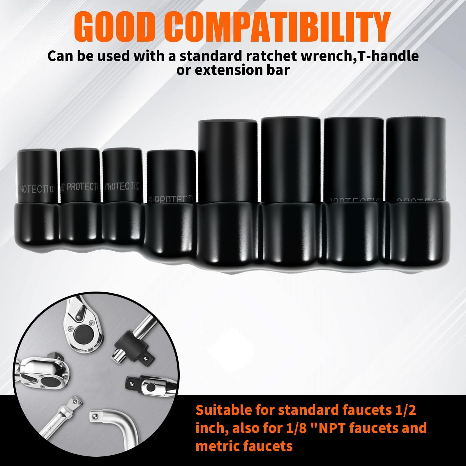 8 Pieces Thread Tap Socket Set 1/4" & 3/8" Drive Tap Socket Wrench Screw Taps Sockets Adapter Holders for Automotive Home Repairs Threading Tasks, 7.83x3.54"
