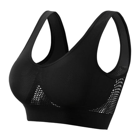 GXIPO Breathable Cool Liftup Air Bra 2024 Seamless Wireless Plus Size Lingerie Women  Large Size Sports Bras Underwear Black 3XL