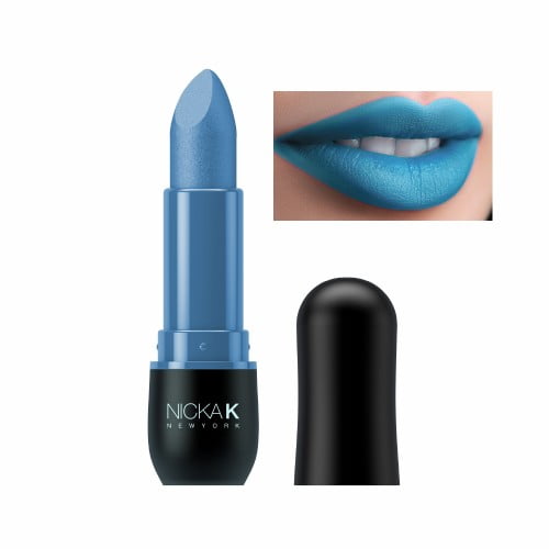 blue matte lipstick