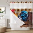 thumbnail image 2 of No Hook Shower Curtain with Snap in Fabric Liner Set- Farm Watercolor Chicken Sunflowers Bathroom Curtains with See Through Mesh Top Window, Retro Wood Board Waterproof Double Shower Curtain 72x84In, 2 of 9