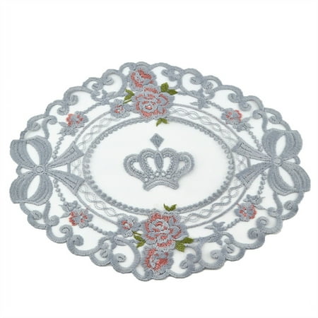 

European Lace Placemats Round Dust Cover Cloth Shooting Props Home Textile Sofa Cloth Art Ins Patch Placemats for Round Table Washable Placemats（9.05 ×11.81 ）
