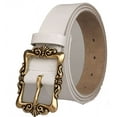 thumbnail image 1 of ORUYROP White Retro Leather Pin Buckle Belt Flower Print Designer Belt for Women, 1 of 5