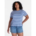 thumbnail image 2 of Time and Tru Women's Draped Boxy Tee with Short Sleeves, Sizes XS-XXXL, 2 of 6