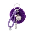 thumbnail image 1 of fastboy Plush Pompom Wristlet Keychain Portable And Elegant Credit Card Puller Easy To Durable Gift Deep purple, 1 of 6