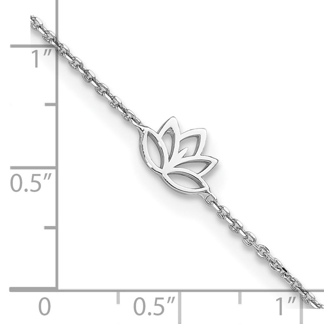 7mm 925 Sterling Silver Rhodium Plated Louts Flower Plus 1in Extension Anklet 9 Inch Anklet for Women