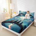 thumbnail image 3 of jejeloiu Four Cats Sakura Butterfly Full Size Sheets Kids,Japanese Style Scenery Art Bed Sheets For Women,4 Pieces, 3 of 6