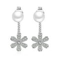 thumbnail image 2 of Pendientes de perlas colgantes con flor en la espalda y temperamento destacado para mujer, joyería para mujer, 2 of 6
