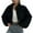 Black, variant on Womens Stand Collar Polyester Wool Cropped Jacket Button Front Dual Patch Pockets Opaque Three Color Durable Easy Care Oversized Fall Short Coat 1 Count M-XL True To Size
