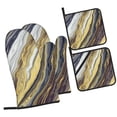 thumbnail image 3 of Oven Mitts and Pot Holders Set, Baking 4-Piece Set for Kitchen for Outdoor BBQ Mitts Heat Resistant Cooking, Marble Liquid Pattern Pattern, 3 of 8