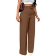 thumbnail image 2 of Dress Pants Women Audhol Women's High Waisted Flattering Straight Leg Pants Wide Leg Pants Casual Suit Long Pants High Waisted Pants for Women Brown L, 2 of 6