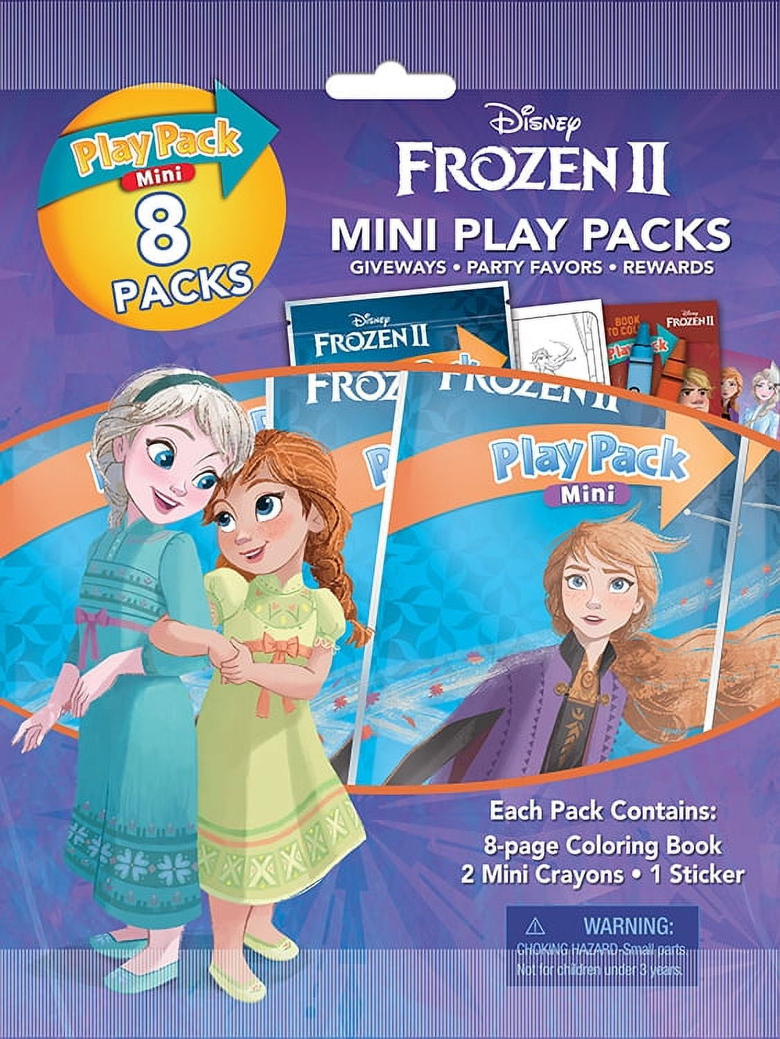 (2 pack) Disney Frozen 8 Count Mini Play Pack with Small Coloring Book and Crayons, Paper Party Favors