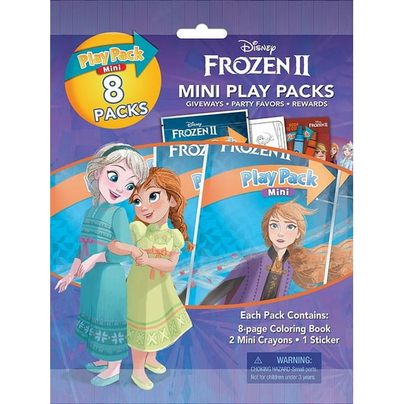 Disney Frozen II 8 Count Mini Play Pack with Small Coloring Book and Crayons, Paper Party Favors