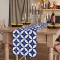 thumbnail image 3 of Retro Rhombus Cotton Linen Table Runner for Dining Kitchen, Morocco Abstract Geometric Art Navy Blue Wedding Outdoor Party Tablerunners, Dresser Scarf Coffee Tablecloth Runners 13x72 Inches, 3 of 9
