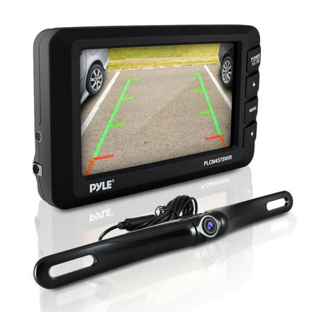 Pyle Wireless Backup Camera Kit  - Rear View Camera and 4.3" Dashboard Monitor - Features a License Plate Mounted Weatherproof Aluminum Housing with Night Vision and Distance Scale Lines For Parking Cars Hitch Backing - Easy installation