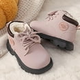 thumbnail image 6 of Juebong Toddler Boys Girls Snow Boots Lace Up Outdoor Booties with Side Zipper Faux Fur Lined Outdoor Non Slip Short Ankle Boots Pink,2 Years, 6 of 6