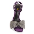 thumbnail image 5 of FSJ Women Sexy Rhinestones Bowknot Stiletto Thin High Heel Sandals Square Open Toe Ankle Buckle Strap Daily Walking Dress Shoes Size 8 Purple, 5 of 5