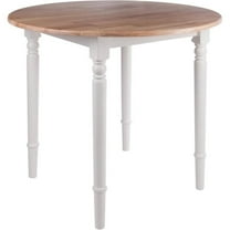 Pemberly Row 36" Round Drop Leaf Solid Wood Dining Table in Natural/White