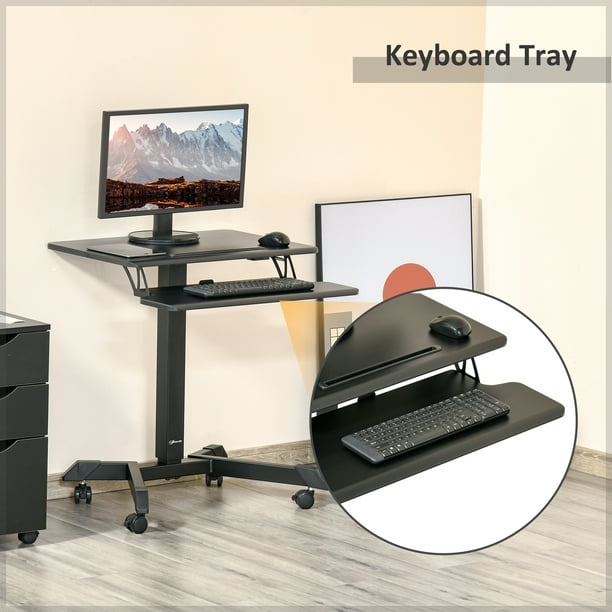 Poste de travail bureau assis-debout réglable en hauteur pour ordinateur  avec plateau pour clavier