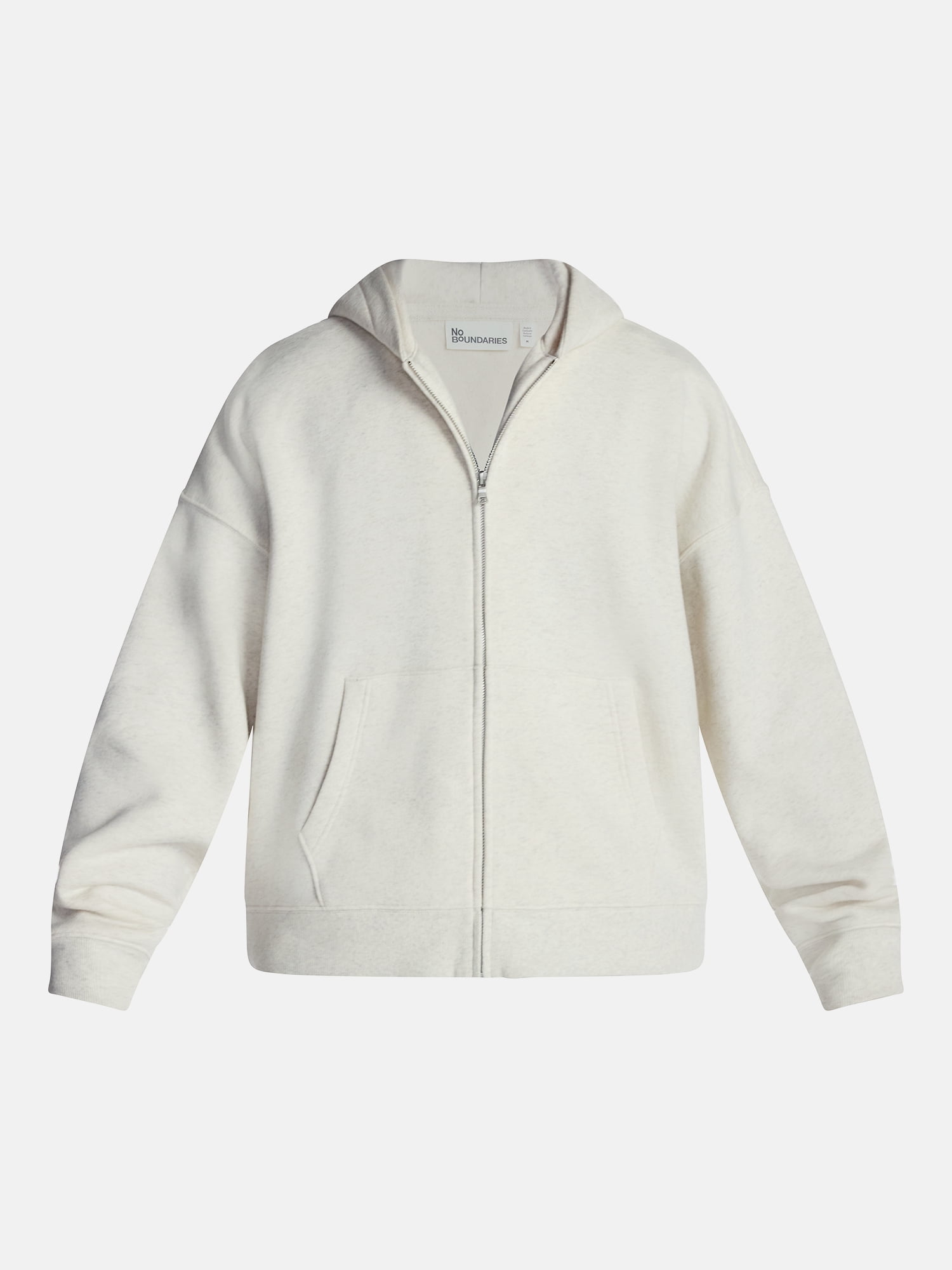 No Boundaries Boxy Oversized Fit Fleece Zip Hoodie Sweatshirt with Long Sleeves, Men's XS-4XLT