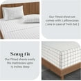 thumbnail image 6 of Queen Size 100% Organic Cotton Fitted Sheet & Pillowcase Set, Soft Percale Weave, Breathable, Fits Mattress Up To 15" Deep - Windowpane, 6 of 9
