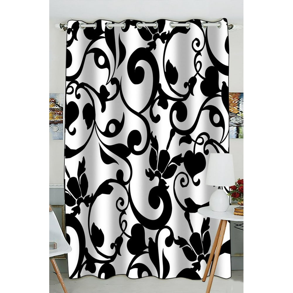 GCKG Black and White Damask Pattern Classic Vintage French Floral
